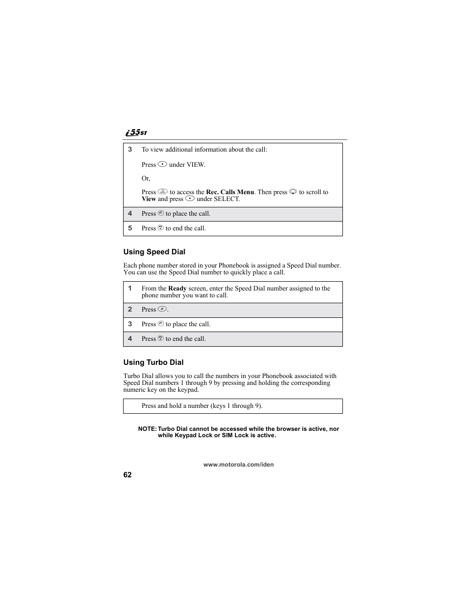 Motorola i55sr Phone User Manual | Page 62 / 176