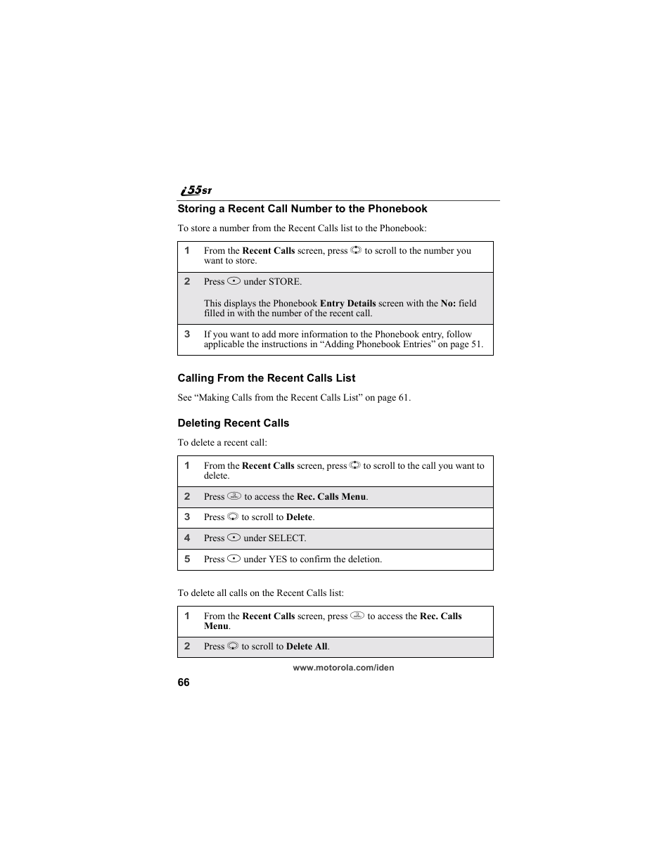 Motorola i55sr Phone User Manual | Page 66 / 176