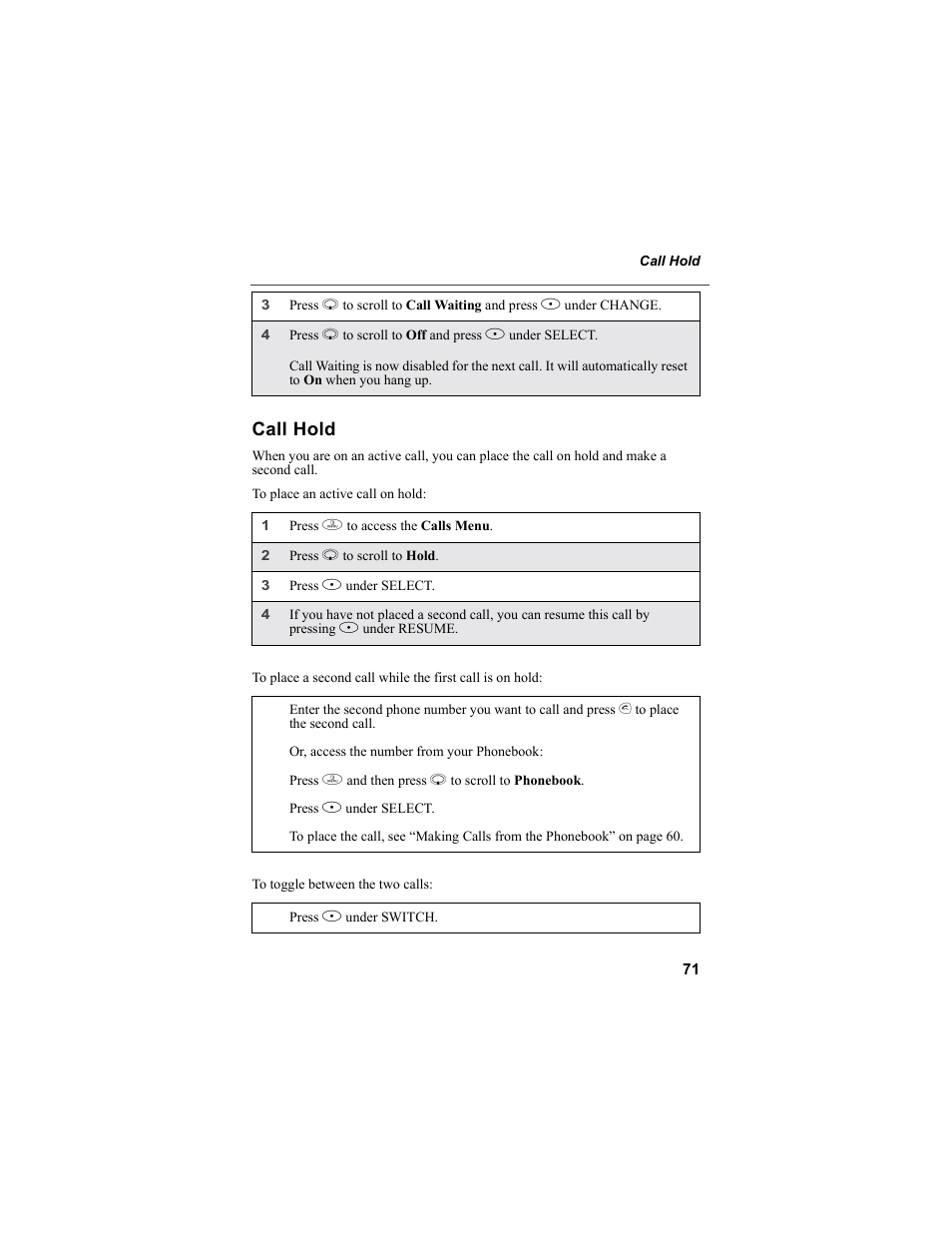 Call hold | Motorola i55sr Phone User Manual | Page 71 / 176