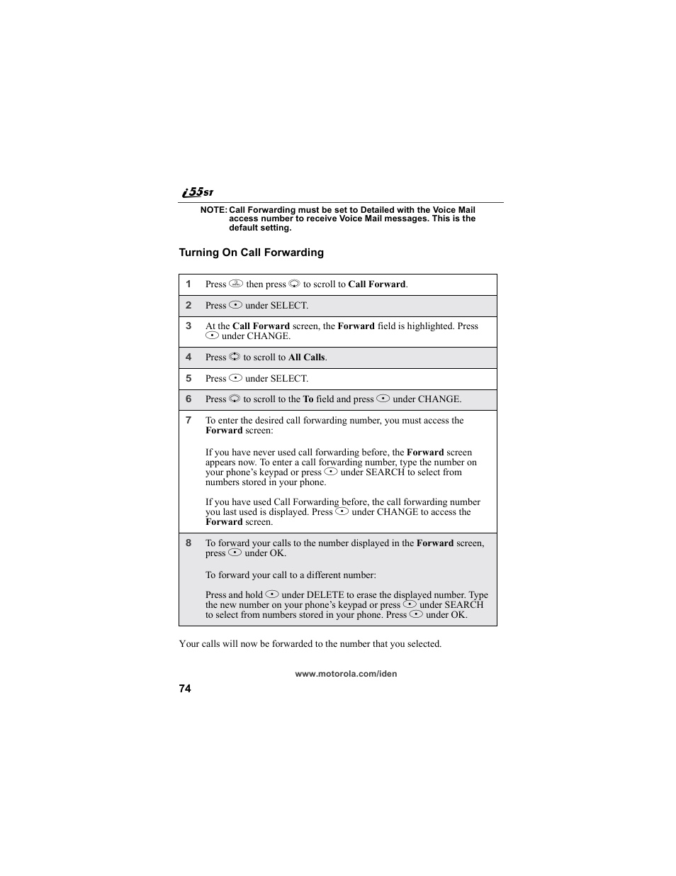 Motorola i55sr Phone User Manual | Page 74 / 176