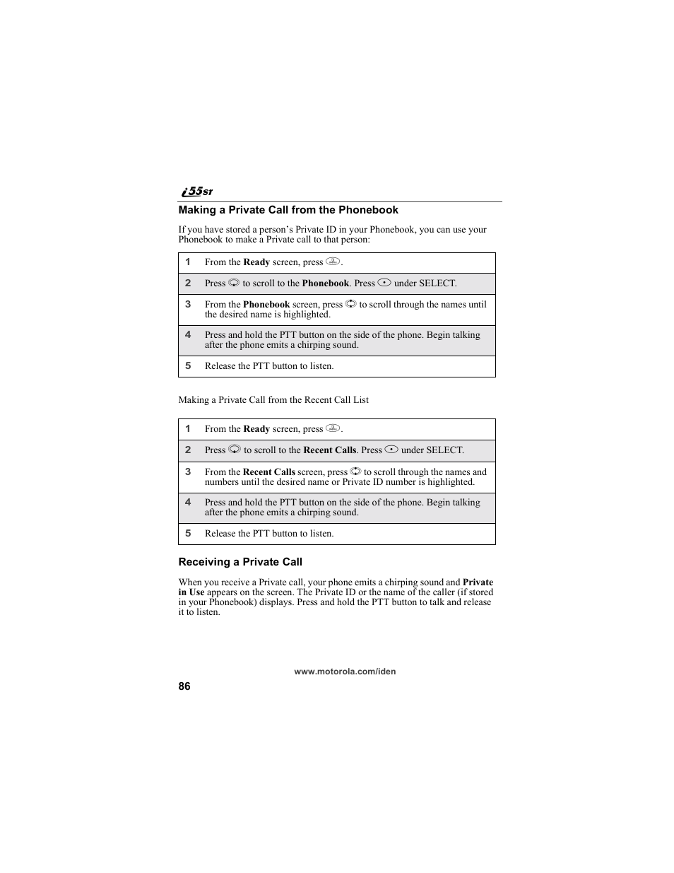 Motorola i55sr Phone User Manual | Page 86 / 176