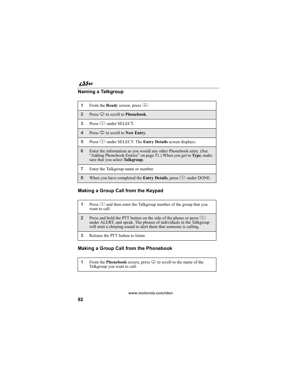 Motorola i55sr Phone User Manual | Page 92 / 176