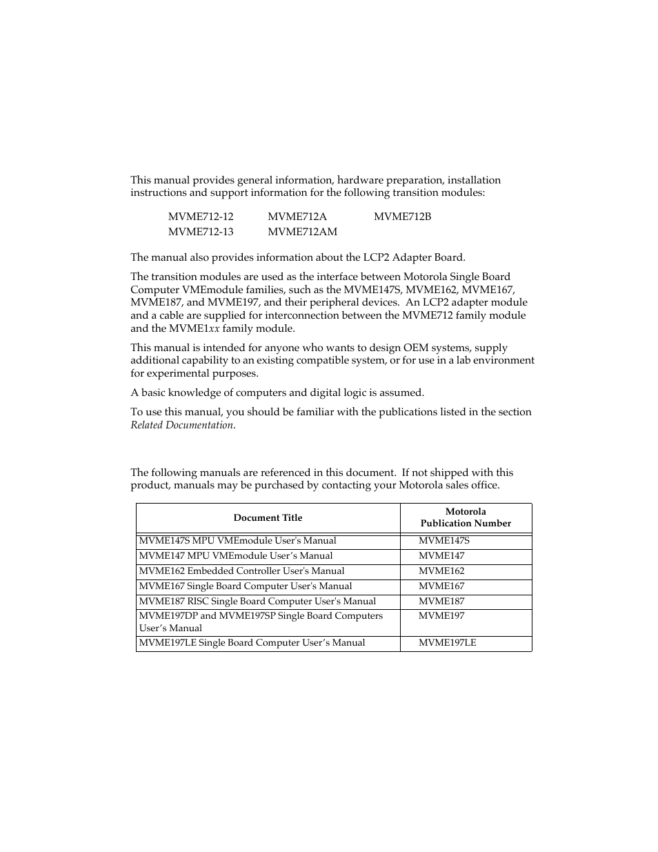 Preface | Motorola MVME712B User Manual | Page 3 / 74