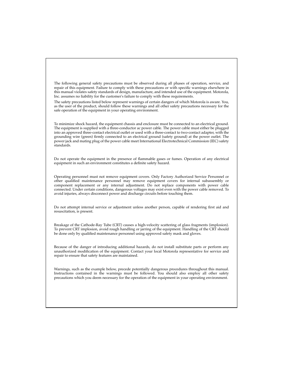 Safety summary safety depends on you | Motorola MVME712B User Manual | Page 6 / 74