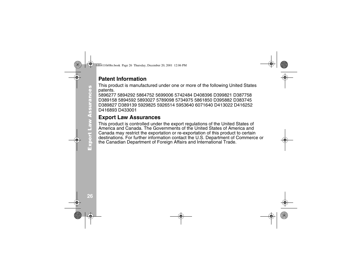 Export law assurance | Motorola T4300 User Manual | Page 30 / 32