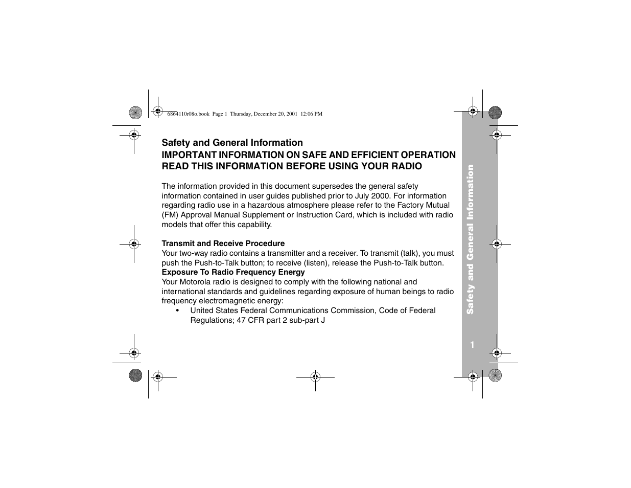 Safety and general info | Motorola T4300 User Manual | Page 5 / 32