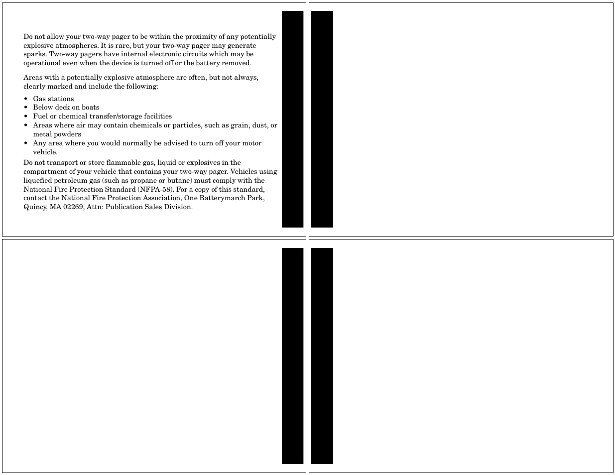 Potentially explosive atmospheres, Warranty, Sa fety i n for m a ti o n | Wa rrant y, Wa rran t y, Not e s | Motorola TIMEPORT PF1500 User Manual | Page 11 / 13