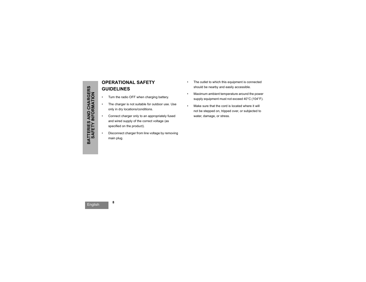 Operational safety guidelines | Motorola RDX SERIES RDU4100 User Manual | Page 10 / 99