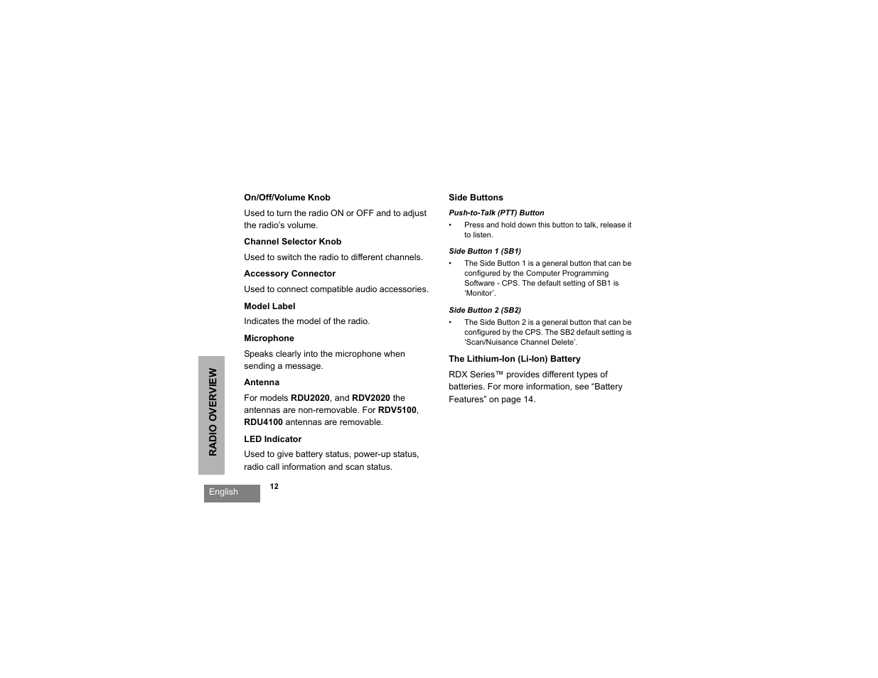 Motorola RDX SERIES RDU4100 User Manual | Page 14 / 99
