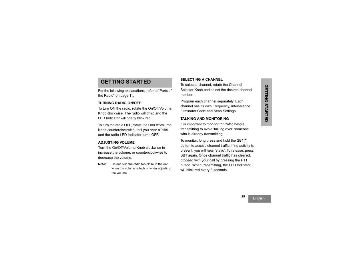 Getting started | Motorola RDX SERIES RDU4100 User Manual | Page 31 / 99
