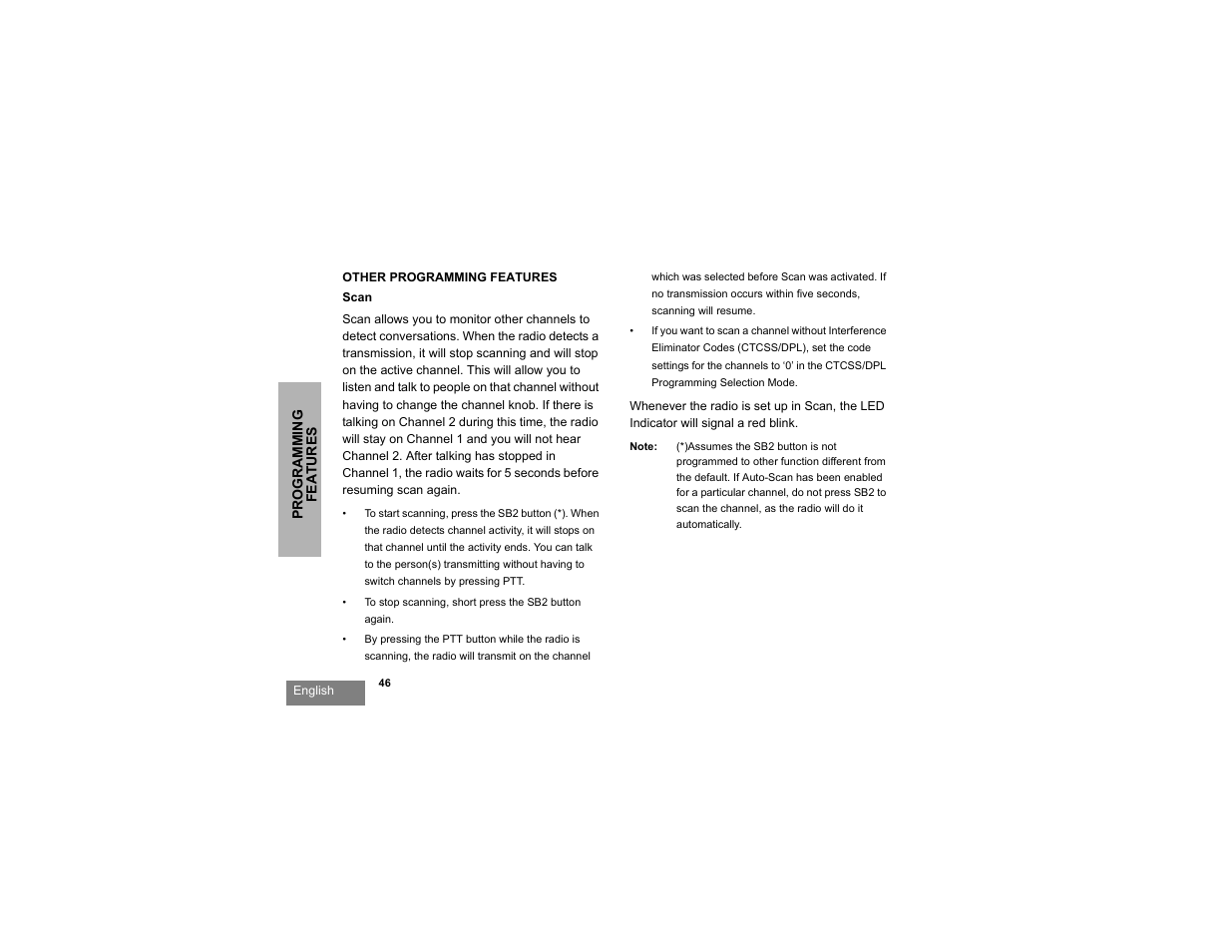 Other programming features, Scan | Motorola RDX SERIES RDU4100 User Manual | Page 48 / 99