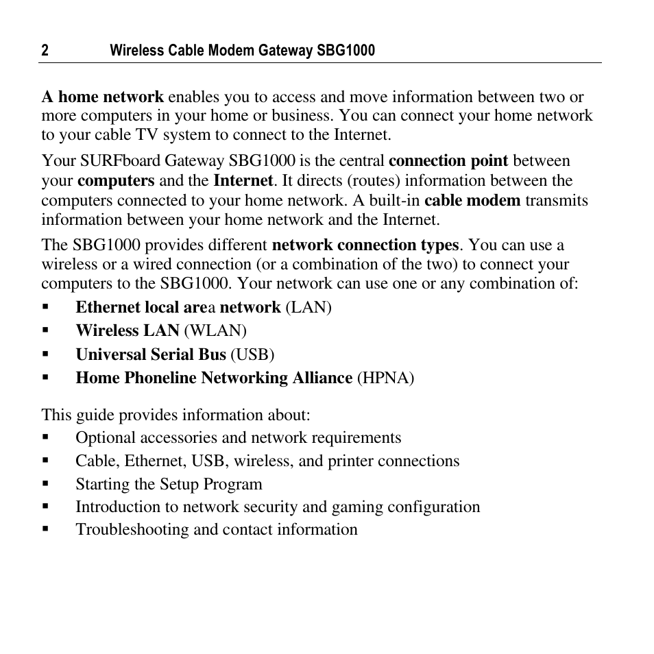 Motorola SURFBOARD SBG1000 User Manual | Page 2 / 16