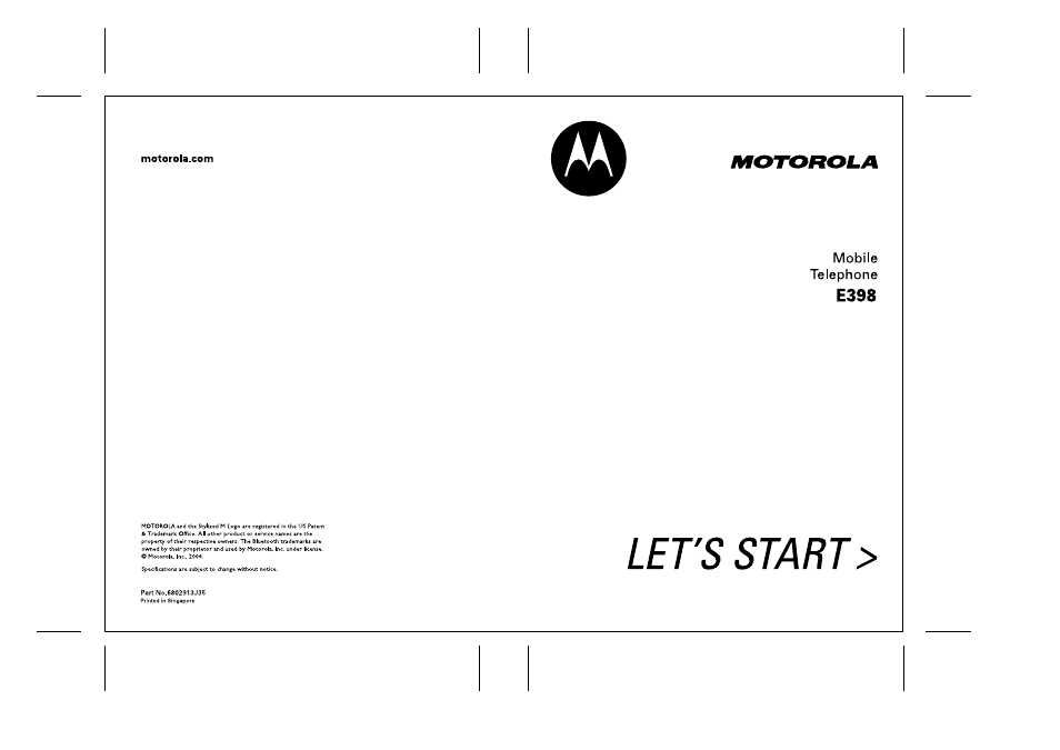 Motorola E398 User Manual | 120 pages