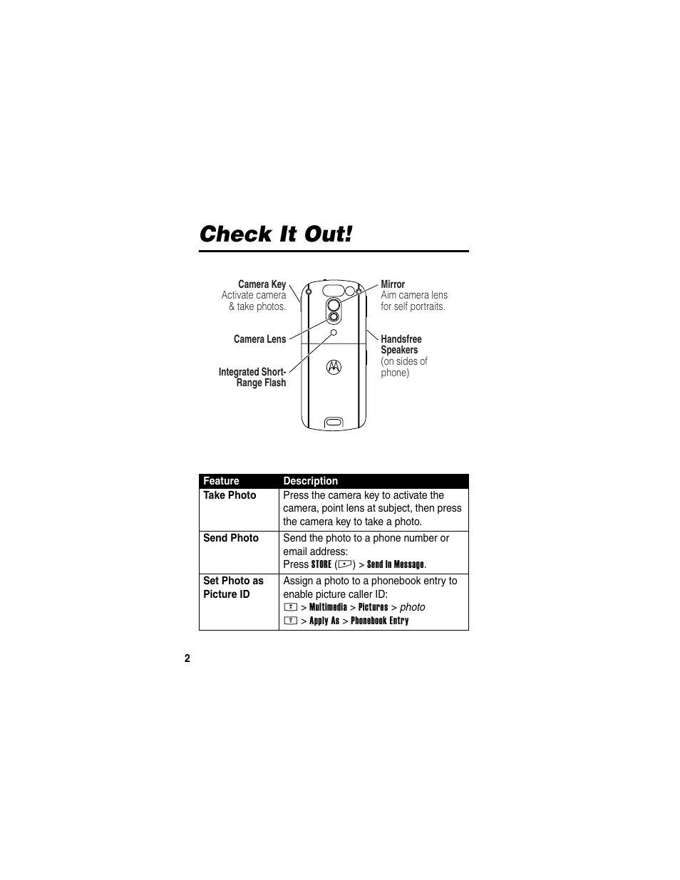 Check it out | Motorola E398 User Manual | Page 3 / 120