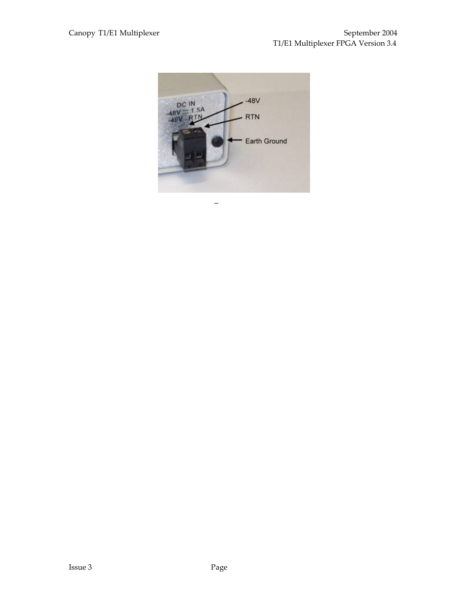 Figure 5: rear panel with optional, 48 v power supply adapter for battery backup | Motorola T1/E1 User Manual | Page 13 / 73