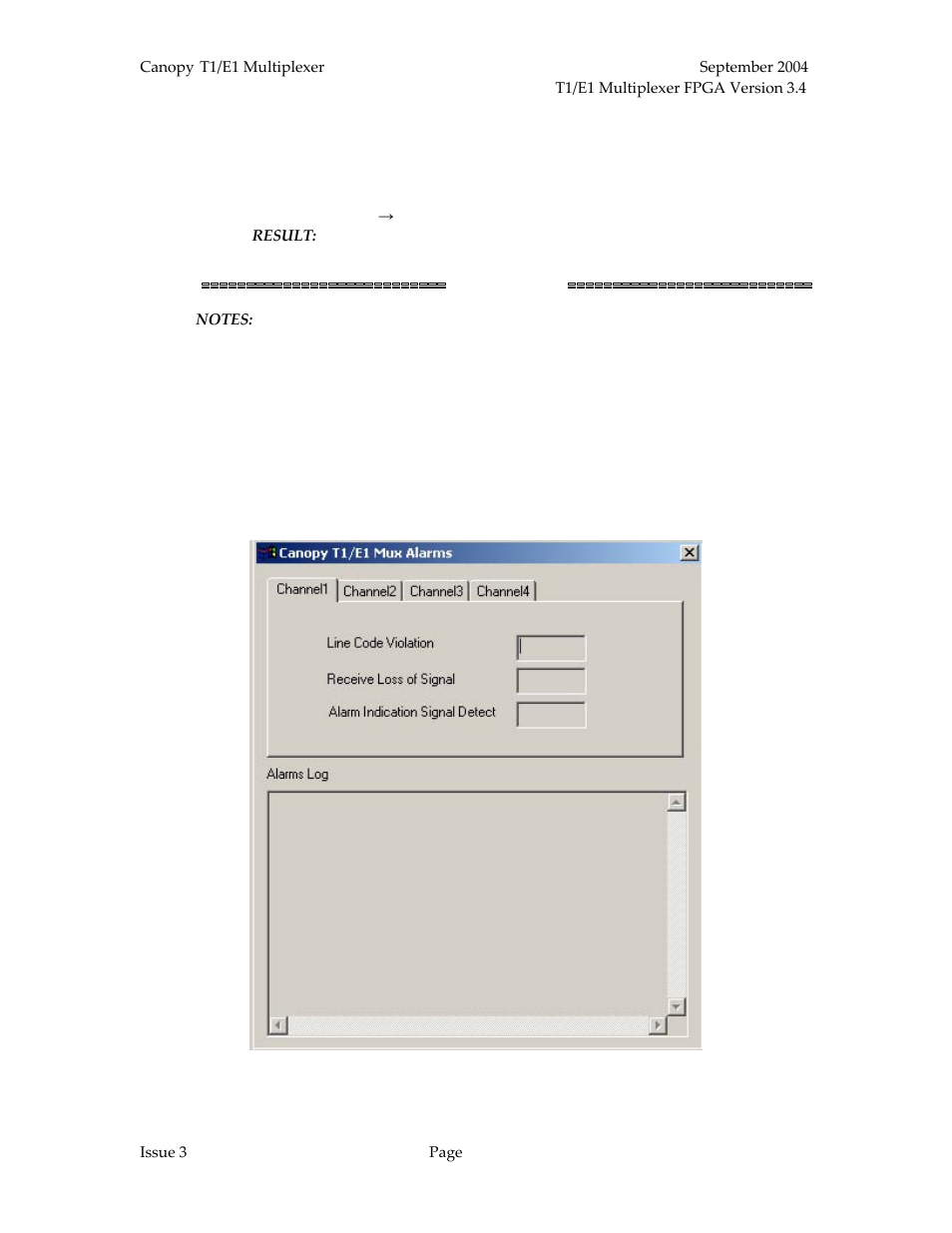 Figure 21: canopy t1/e1 mux alarms window, Procedure 24: displaying alarms using the ems | Motorola T1/E1 User Manual | Page 55 / 73