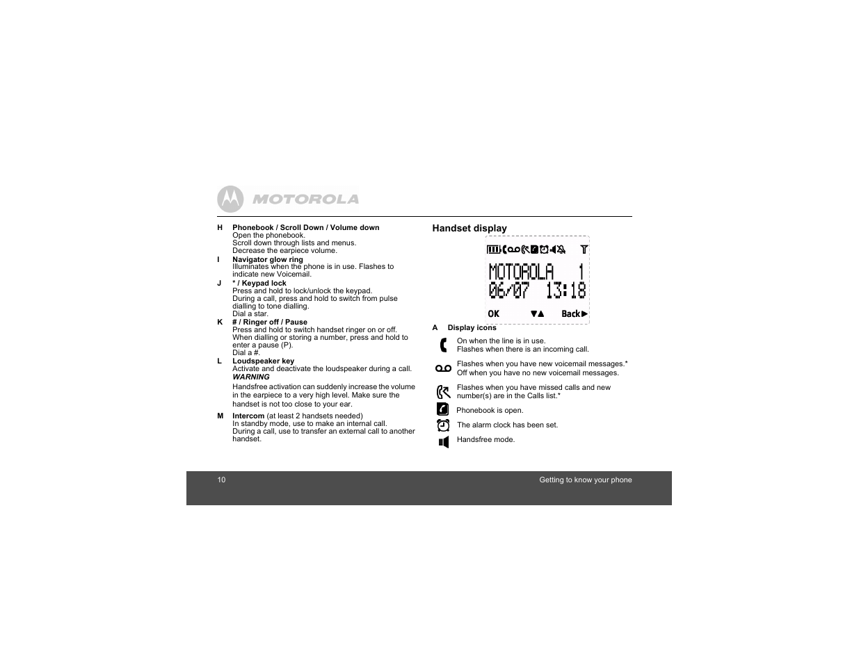 Motorola Digital Cordless Phone D1004 User Manual | Page 10 / 45