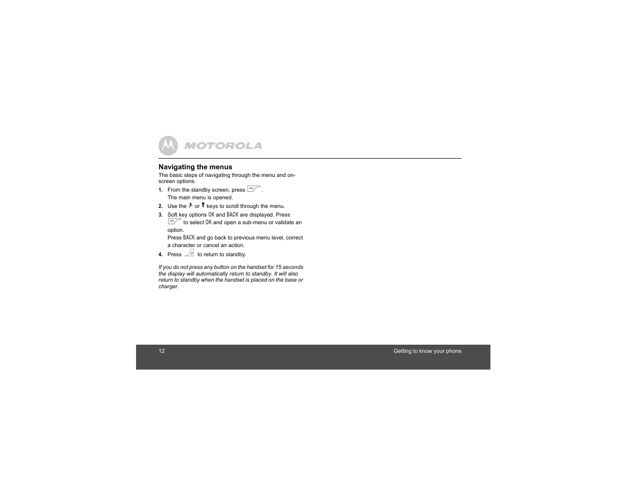 Motorola Digital Cordless Phone D1004 User Manual | Page 12 / 45