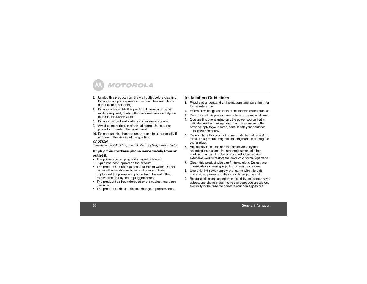 Motorola Digital Cordless Phone D1004 User Manual | Page 36 / 45