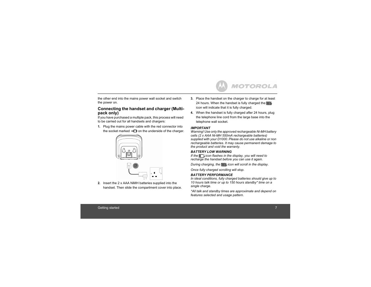 Motorola Digital Cordless Phone D1004 User Manual | Page 7 / 45