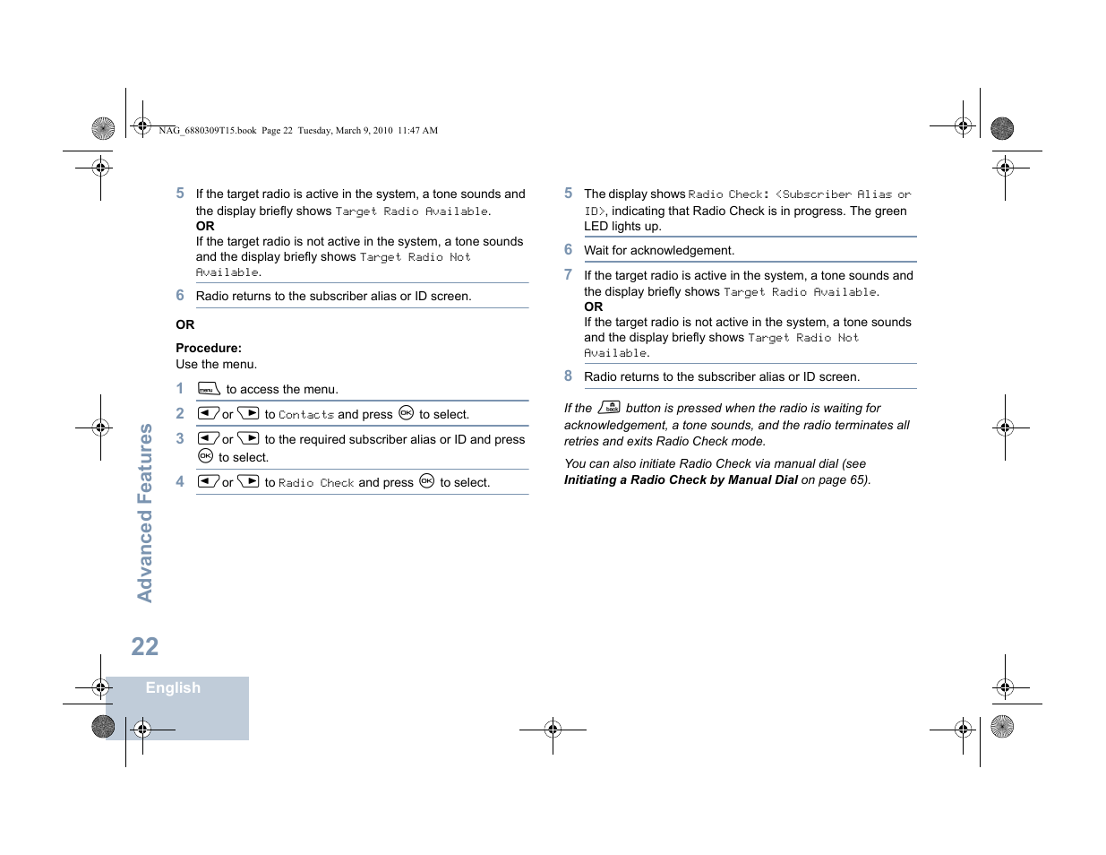 Advanced features | Motorola 4550 User Manual | Page 32 / 92