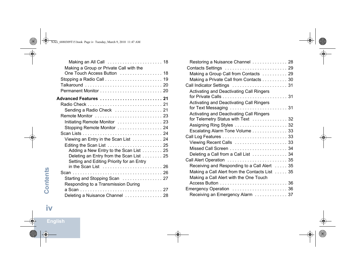 Content s | Motorola 4550 User Manual | Page 6 / 92