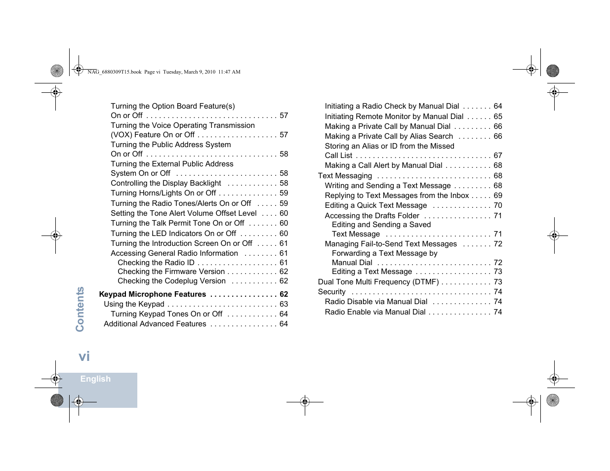 Content s | Motorola 4550 User Manual | Page 8 / 92