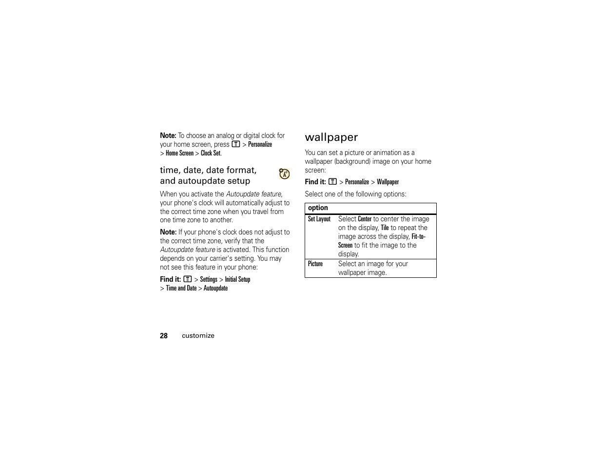Wallpaper | Motorola 6809512A76-A User Manual | Page 30 / 80