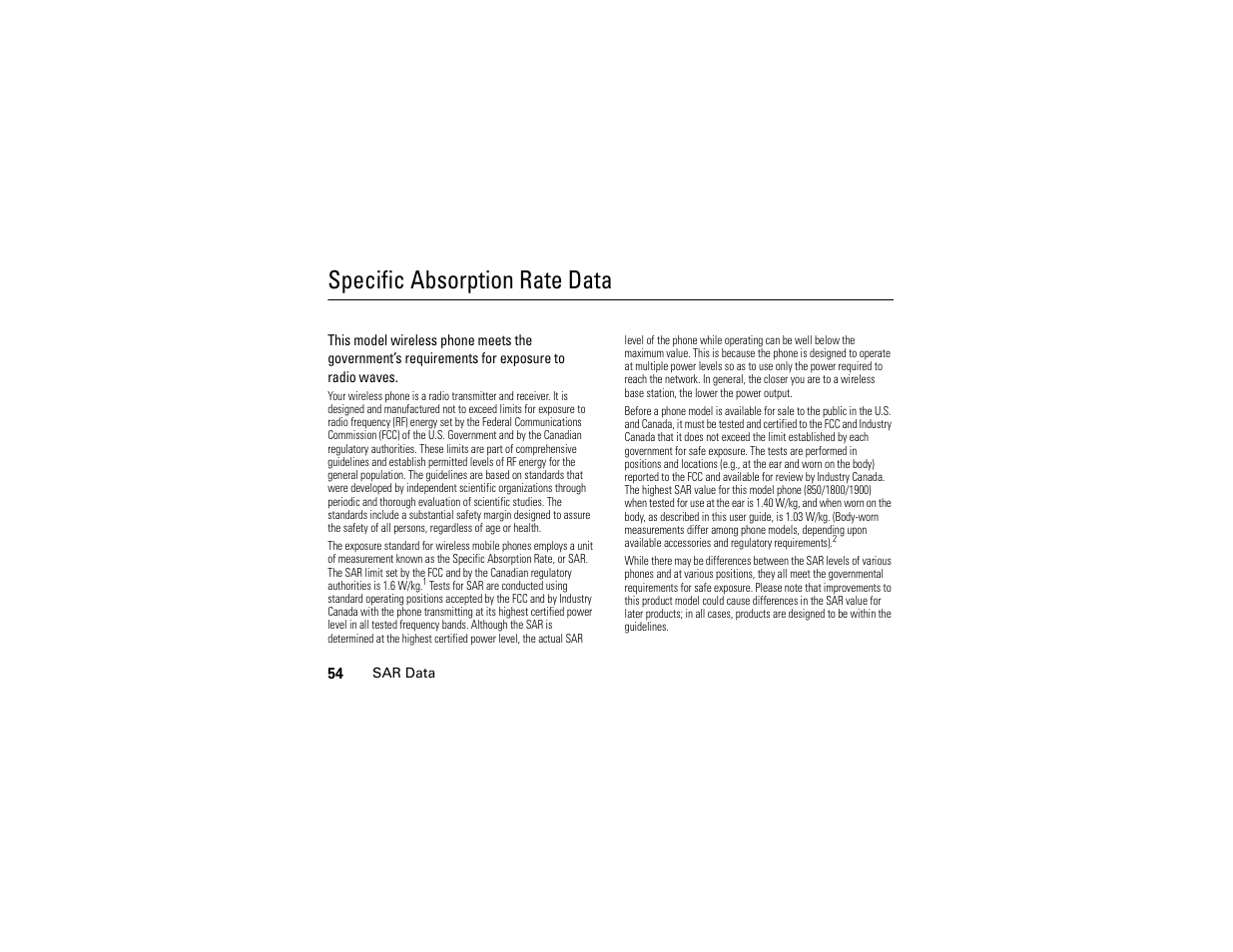 Specific absorption rate data | Motorola 6809512A76-A User Manual | Page 56 / 80