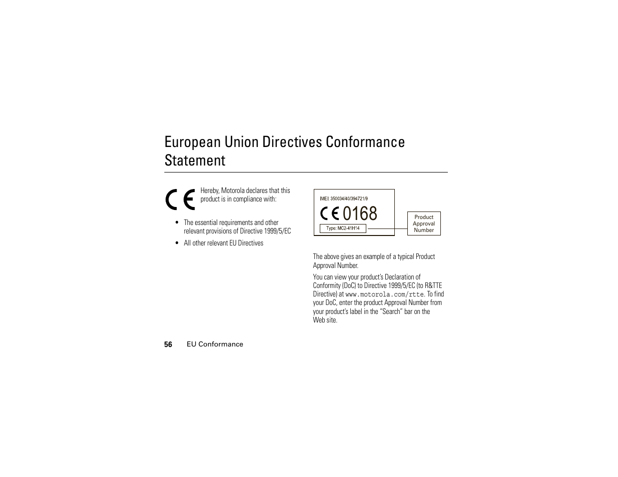 European union directives conformance statement | Motorola 6809512A76-A User Manual | Page 58 / 80