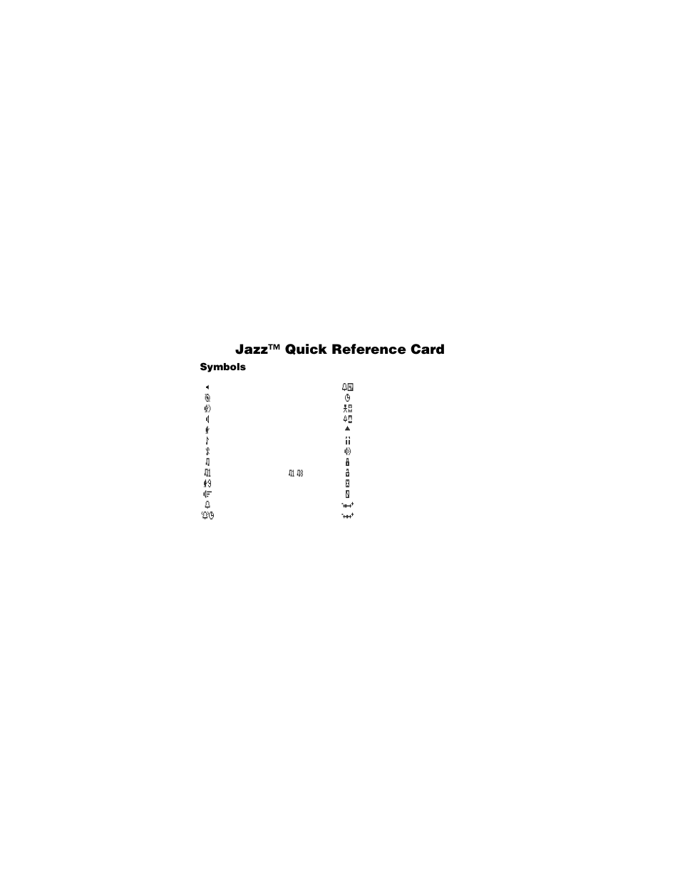 Symbols, Jazz™ quick reference card | Motorola Jazz Pager User Manual | Page 45 / 48