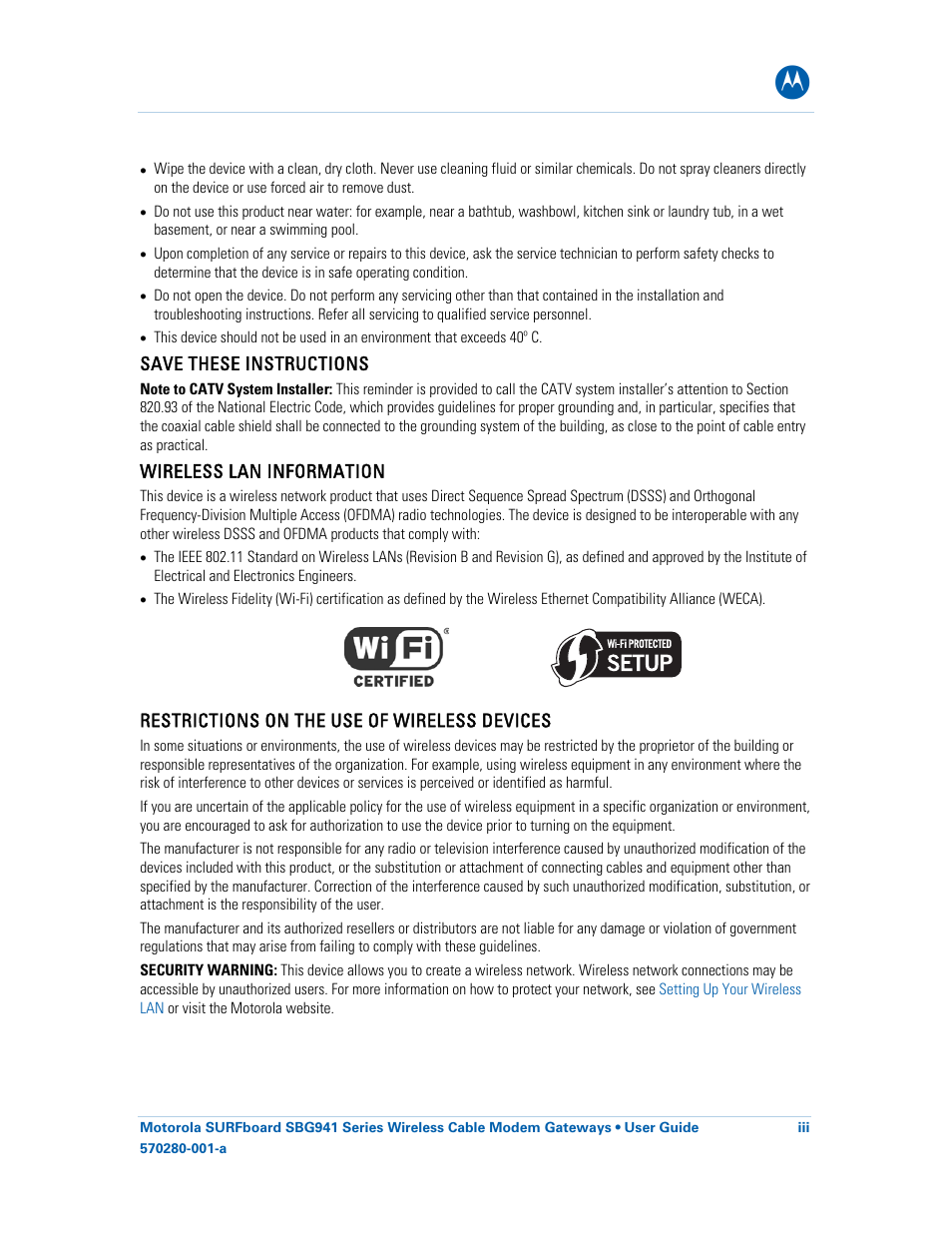 Motorola SURFboard 570280-001-a User Manual | Page 3 / 78