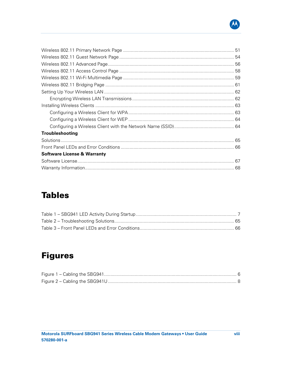Tables, Figures | Motorola SURFboard 570280-001-a User Manual | Page 8 / 78