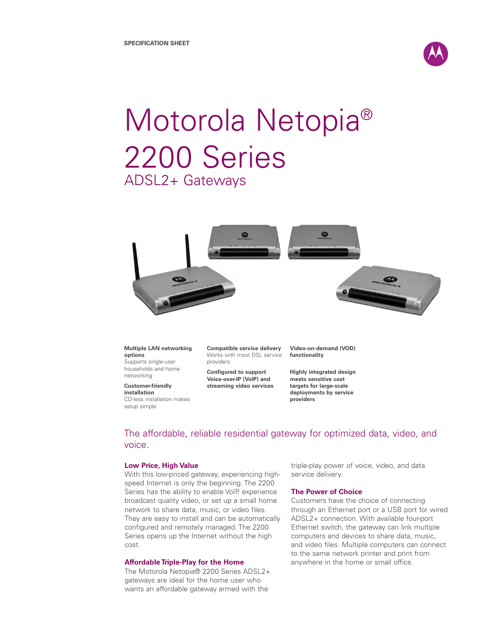 Motorola Netopia 2257NWG-VGX User Manual | 5 pages