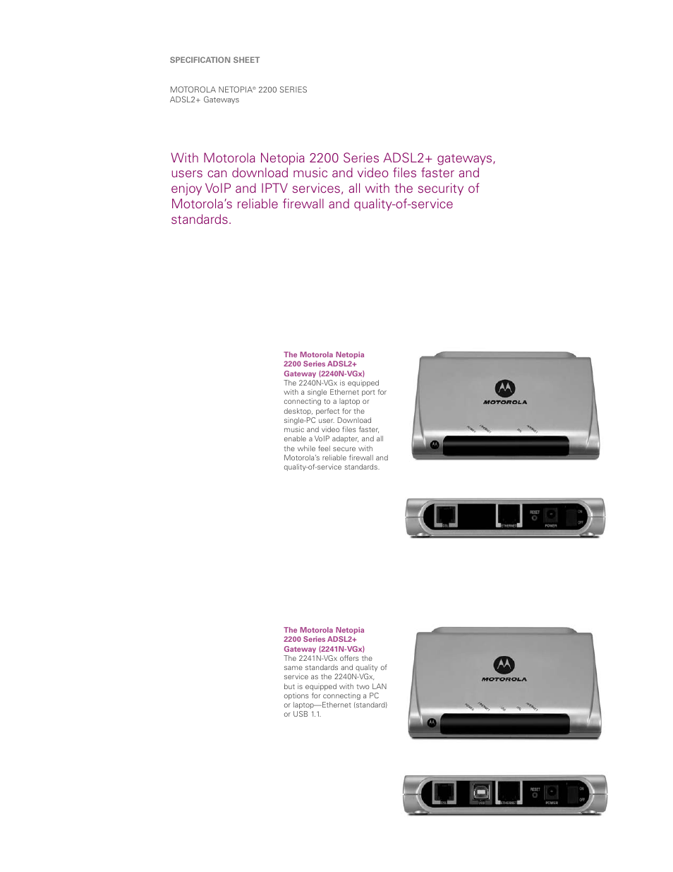 Motorola Netopia 2257NWG-VGX User Manual | Page 3 / 5