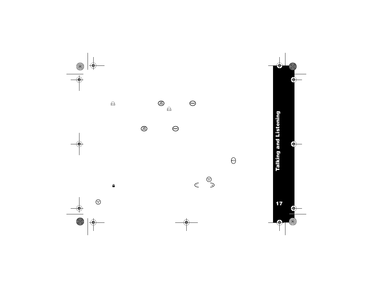 Volume, Monitor button, Time-out timer | Keypad lock, Volume monitor button time-out timer keypad lock | Motorola T5800 User Manual | Page 21 / 42