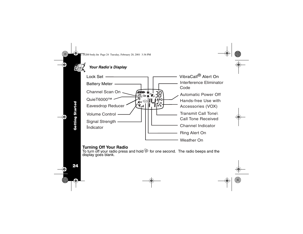 Your radio’s display | Motorola T6200 User Manual | Page 26 / 70