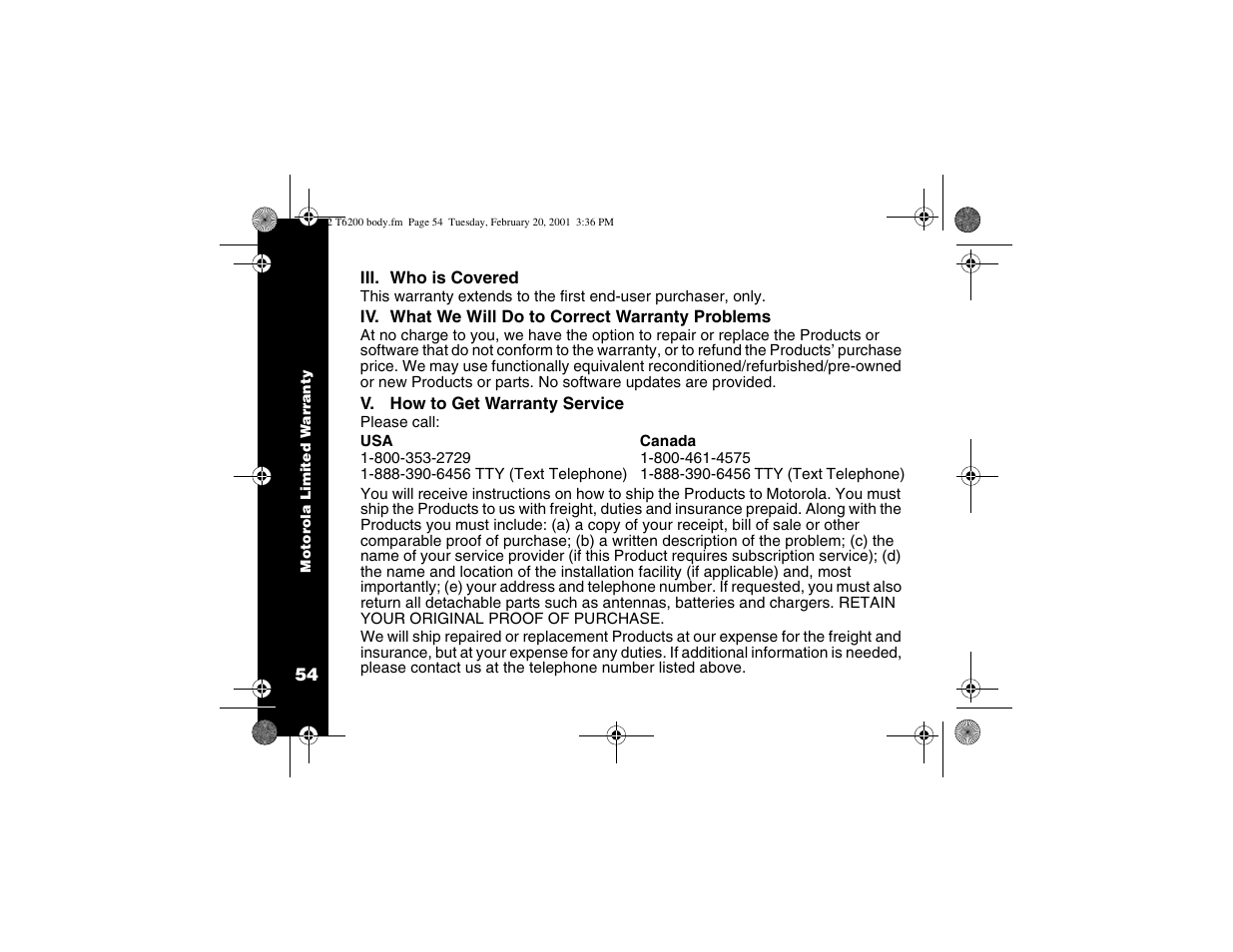 Motorola T6200 User Manual | Page 56 / 70