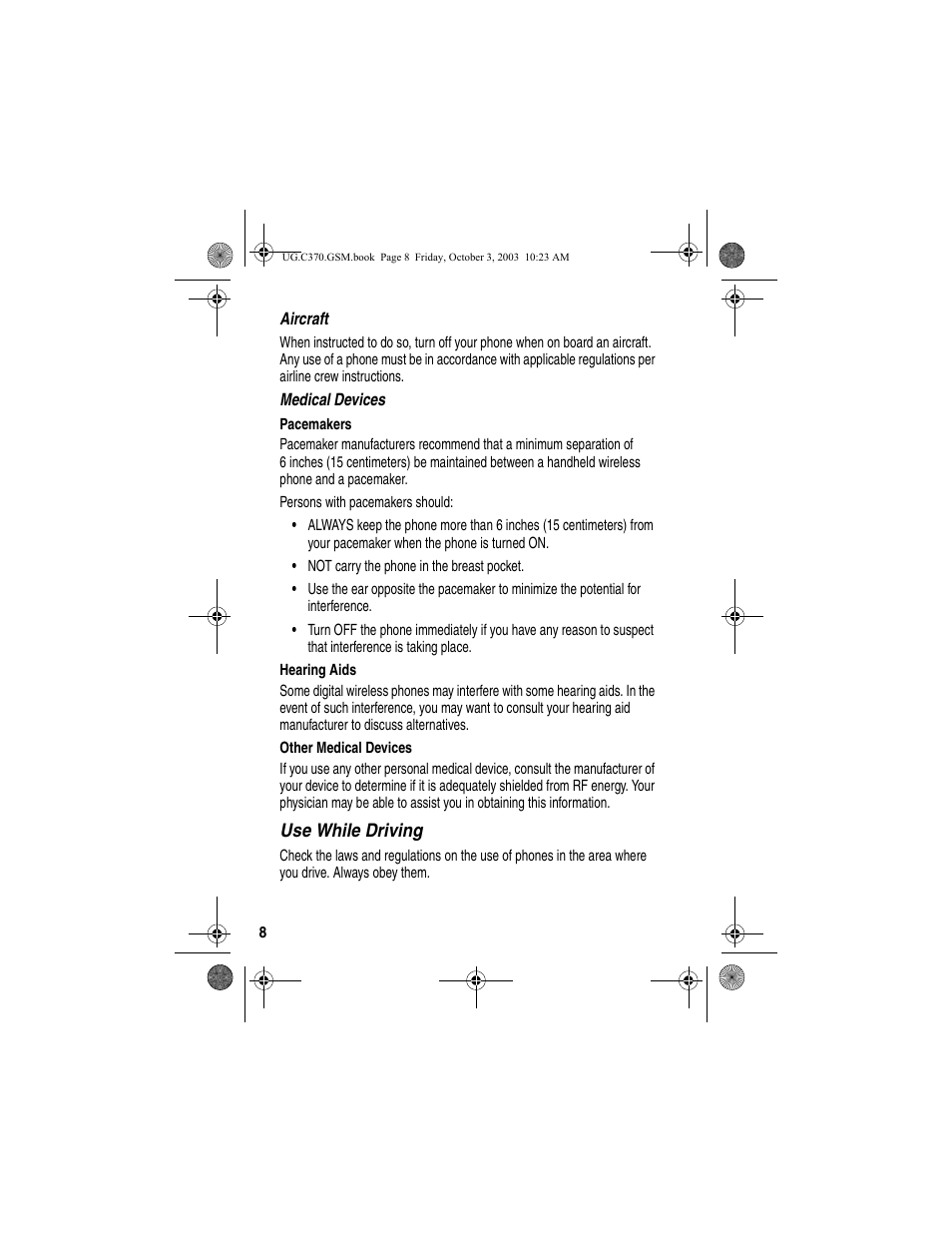 Motorola C370 Series User Manual | Page 10 / 132