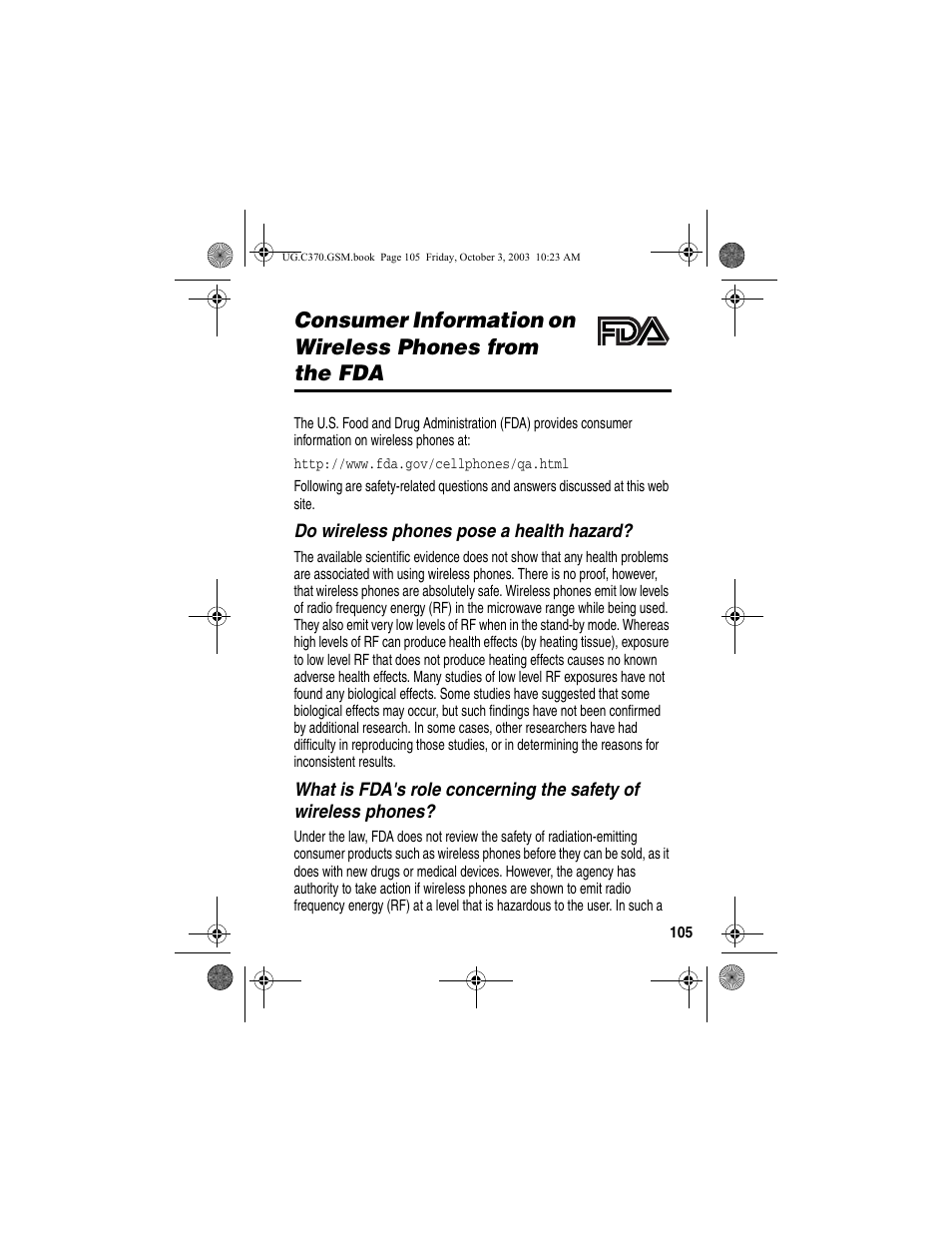 Additional health and safety information | Motorola C370 Series User Manual | Page 107 / 132