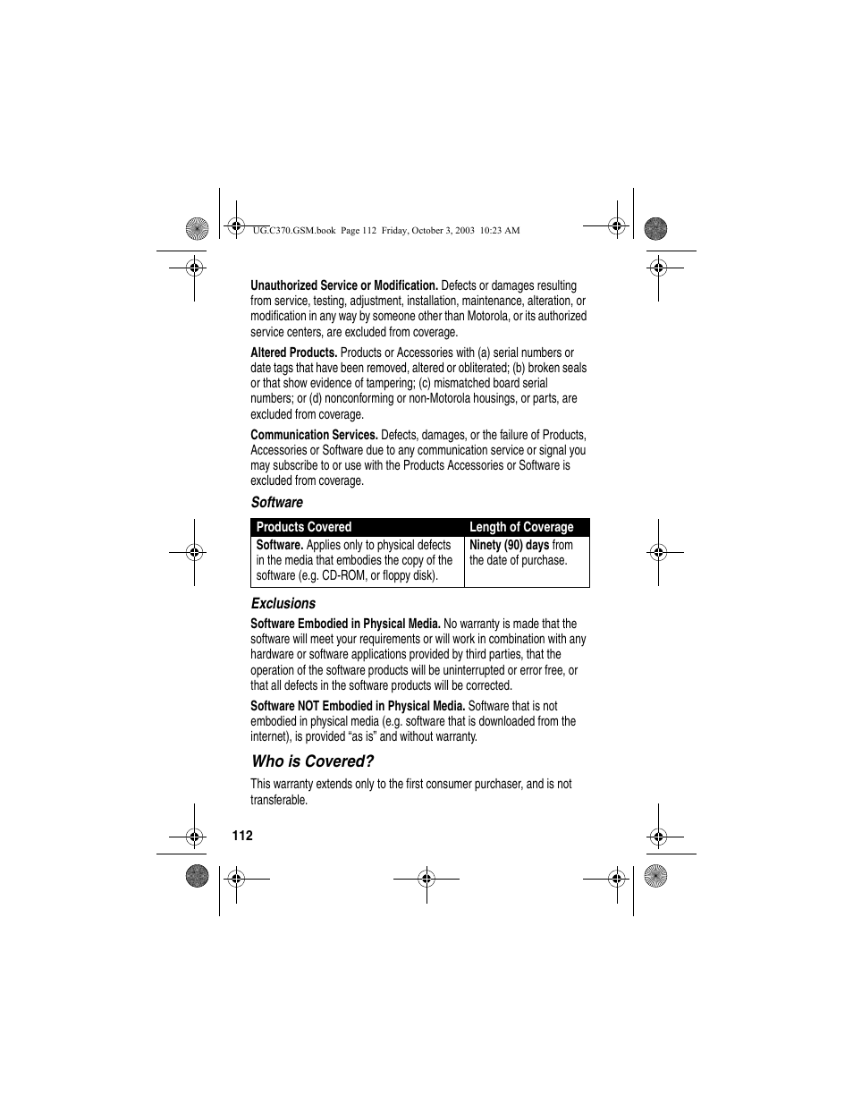 Motorola C370 Series User Manual | Page 114 / 132