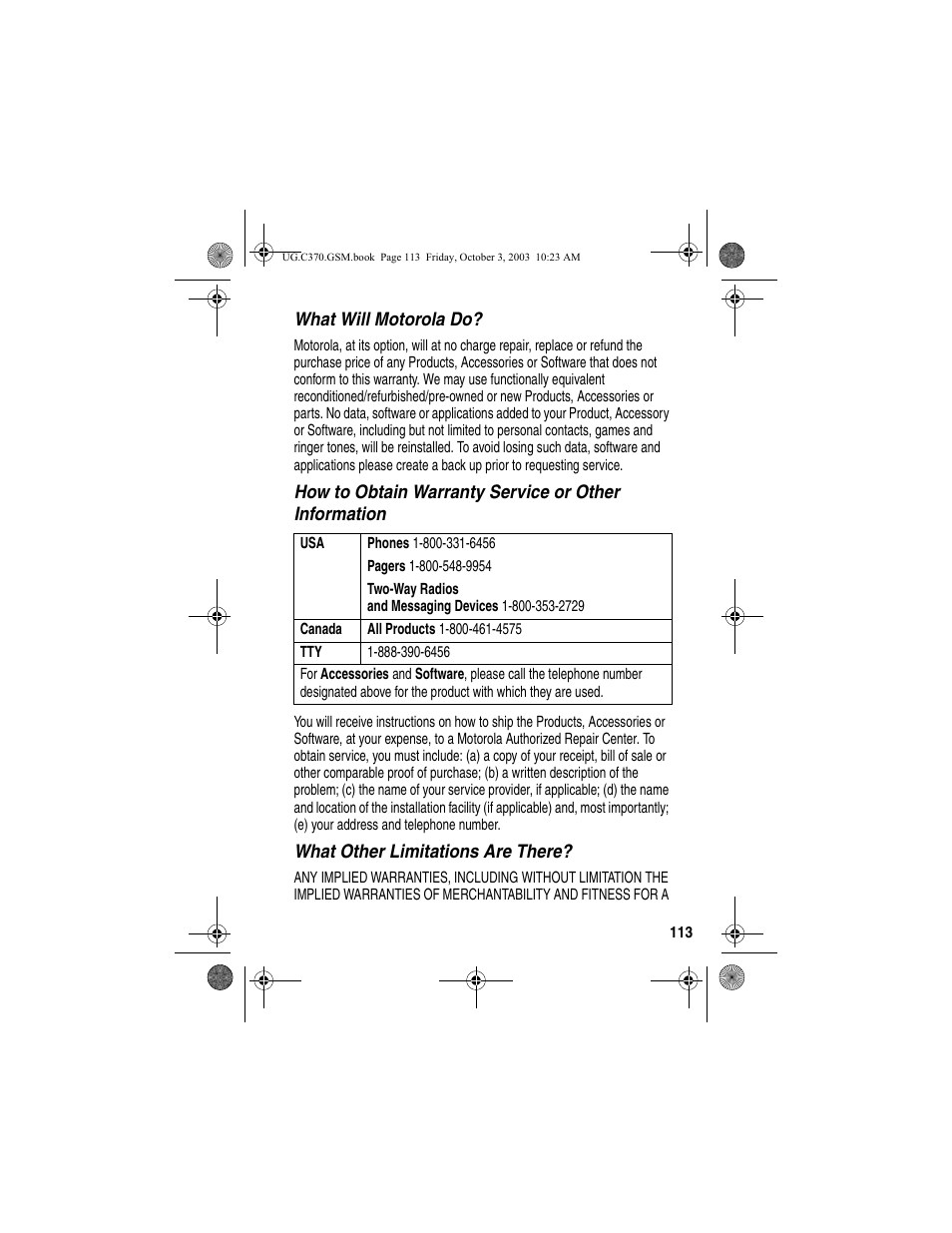 Motorola C370 Series User Manual | Page 115 / 132