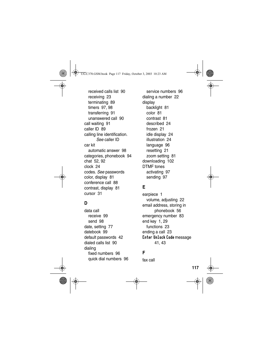 Motorola C370 Series User Manual | Page 119 / 132