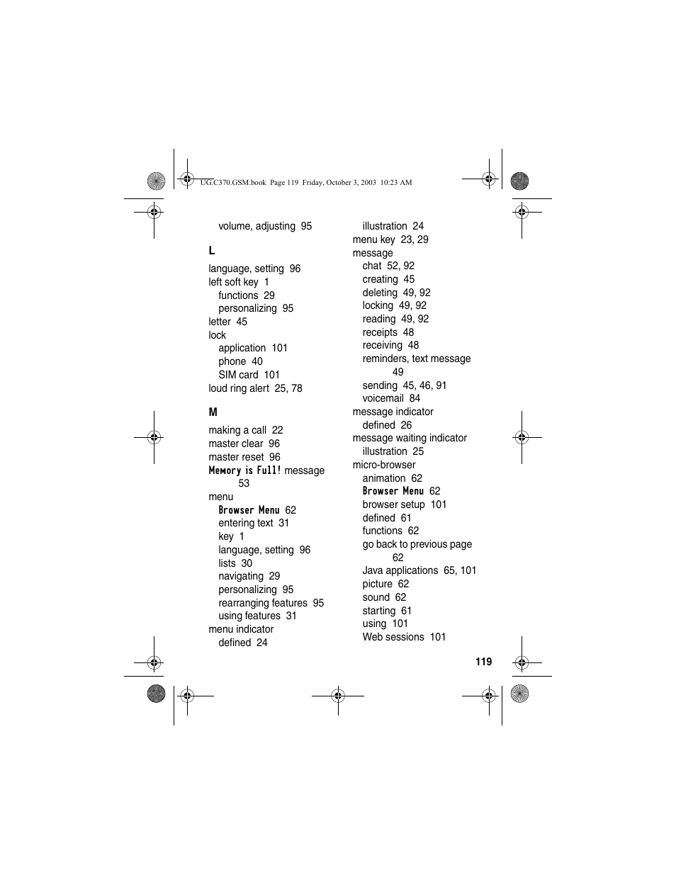 Motorola C370 Series User Manual | Page 121 / 132