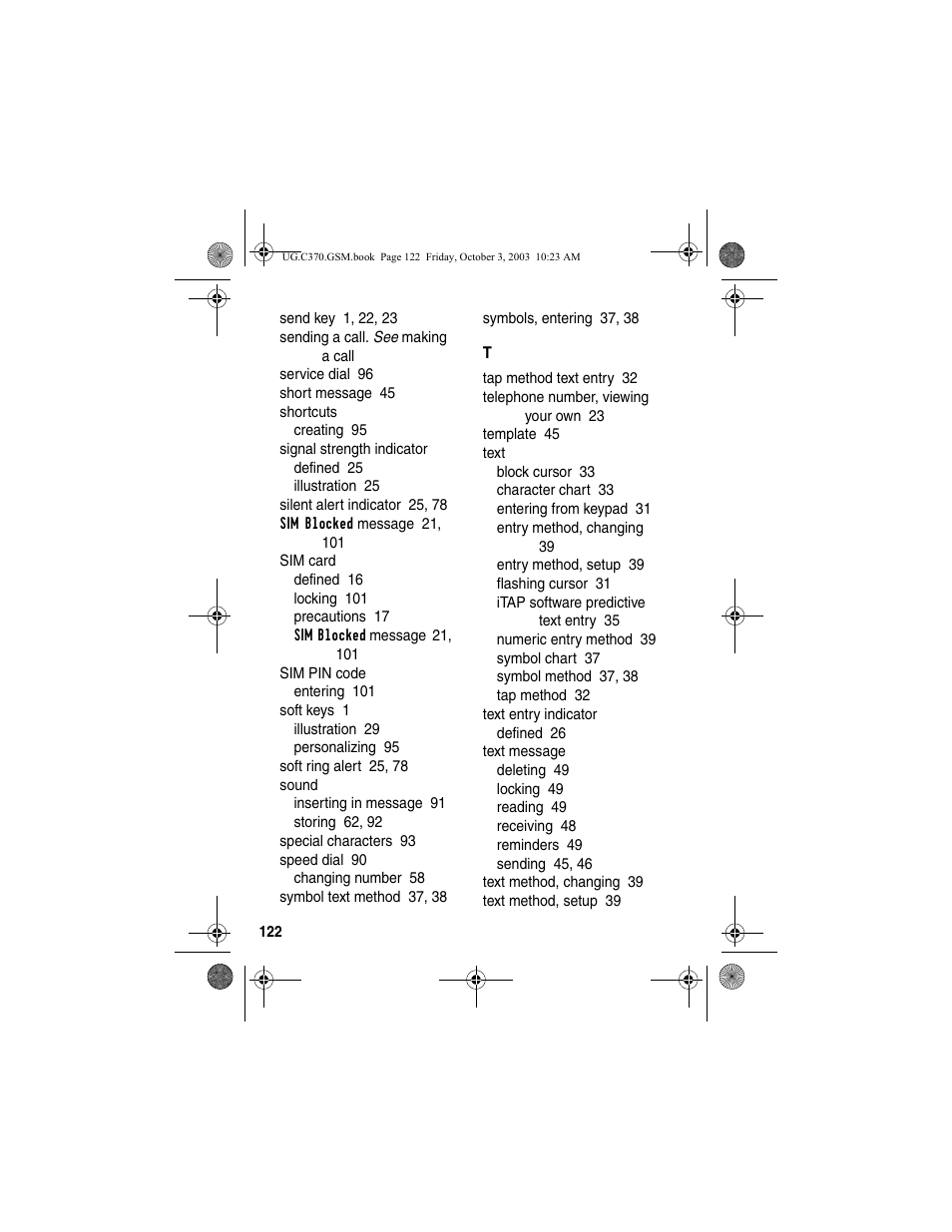 Motorola C370 Series User Manual | Page 124 / 132