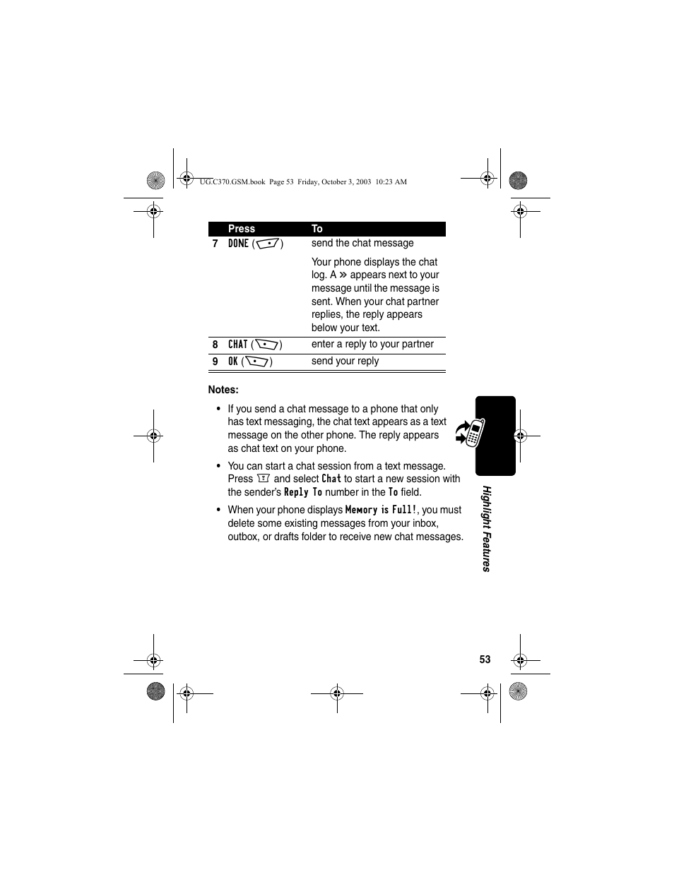 Motorola C370 Series User Manual | Page 55 / 132