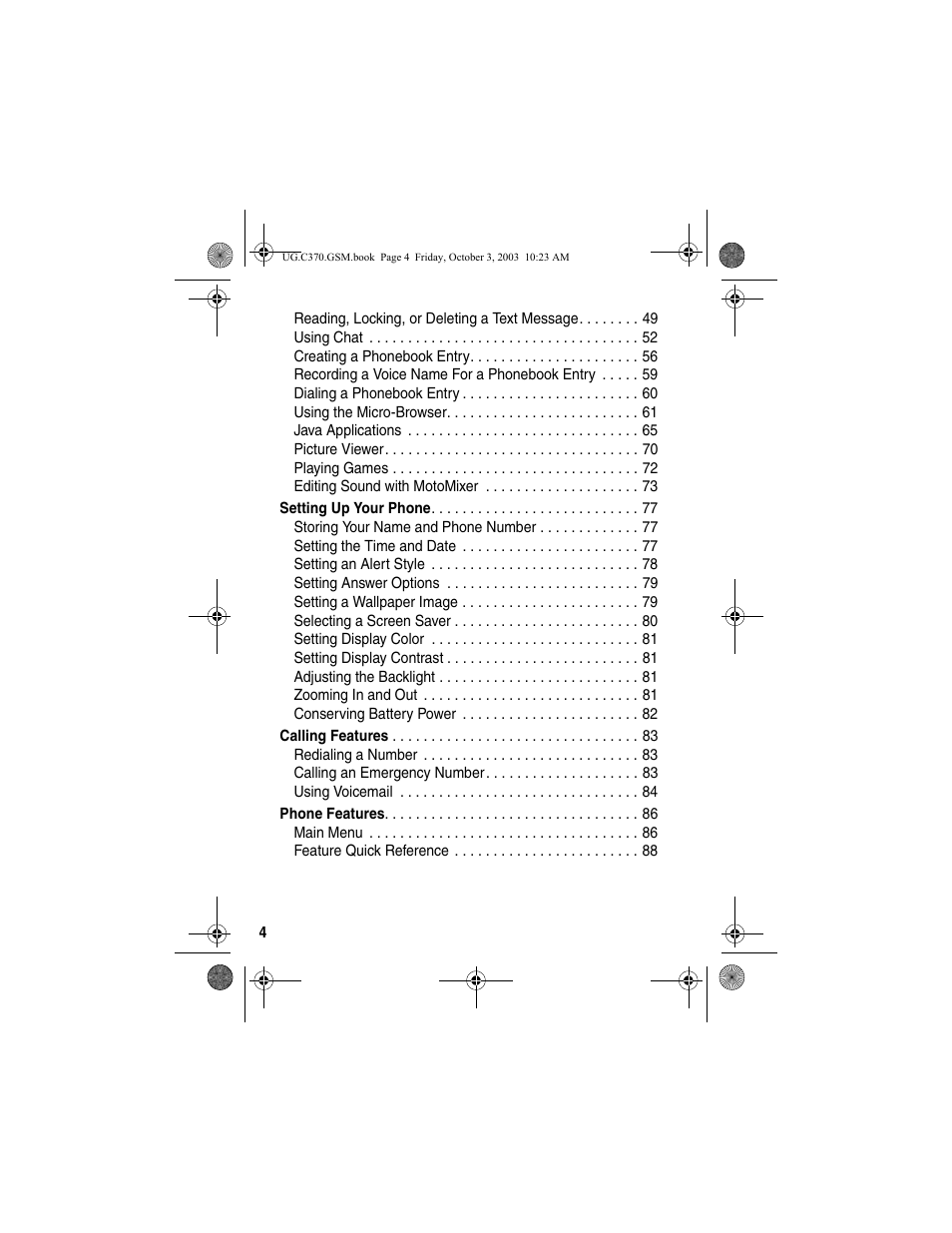 Motorola C370 Series User Manual | Page 6 / 132