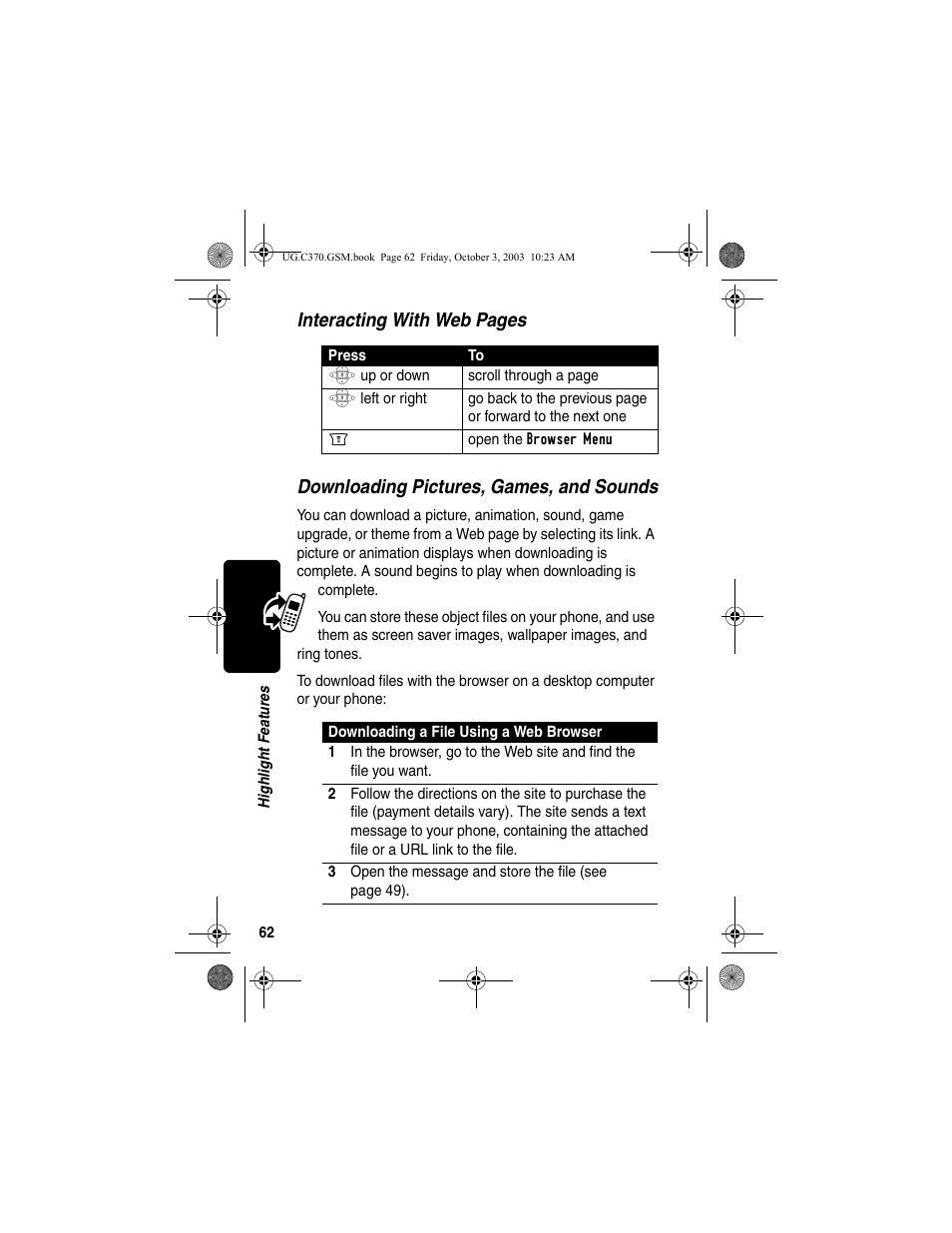 Motorola C370 Series User Manual | Page 64 / 132