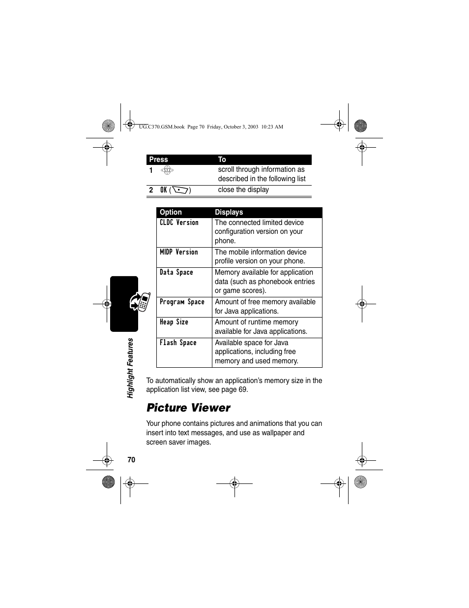 Picture viewer | Motorola C370 Series User Manual | Page 72 / 132