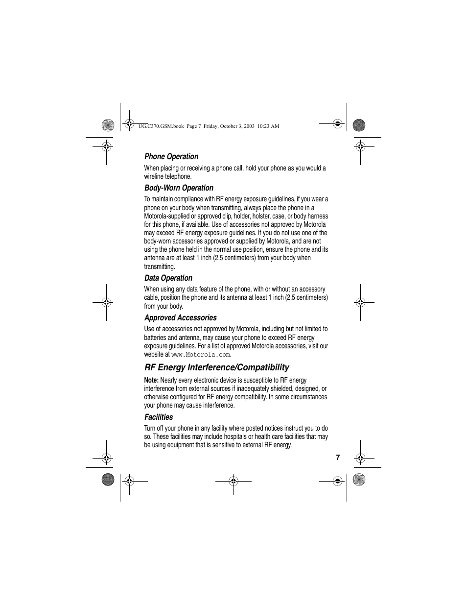 Motorola C370 Series User Manual | Page 9 / 132